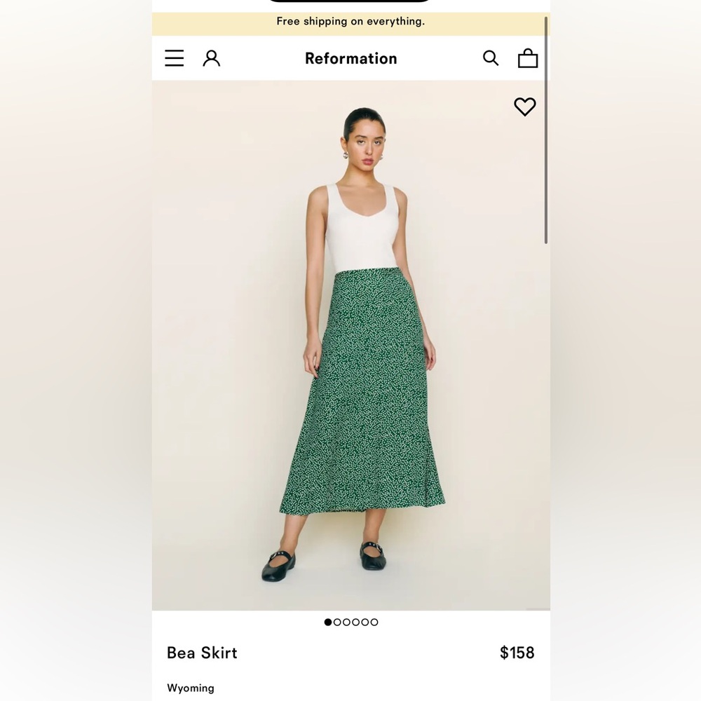 Reformation Green A-Line Skirt